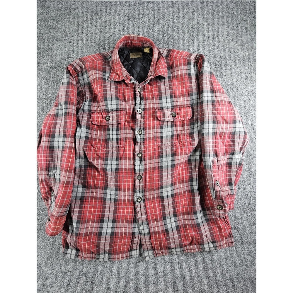 Vintage Towncraft Jacket Mens Large Red Plaid Quilted Lined Flannel Workwear 90s